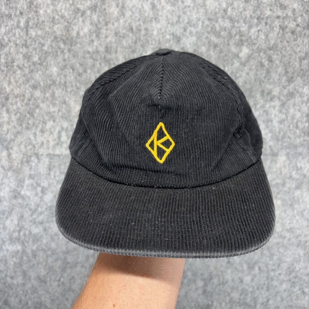 Krooked Skateboards Hat Cap Corduroy Strapback‎ Black Skate Flat Bill